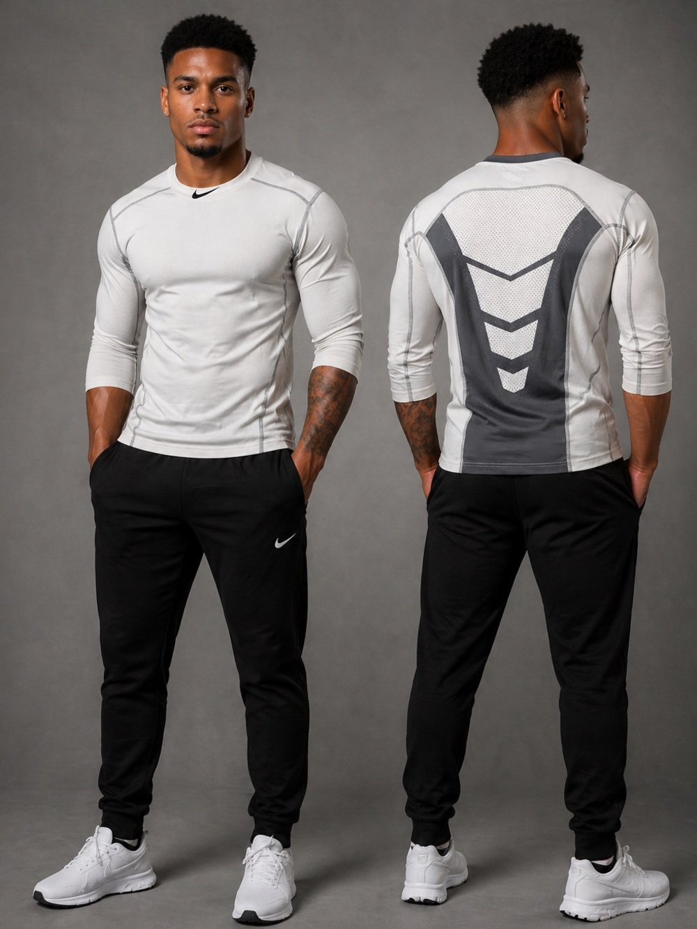 Nike Pro Hypercool Long Sleeve Dri-FIT Training Shirt White Gray Mens M